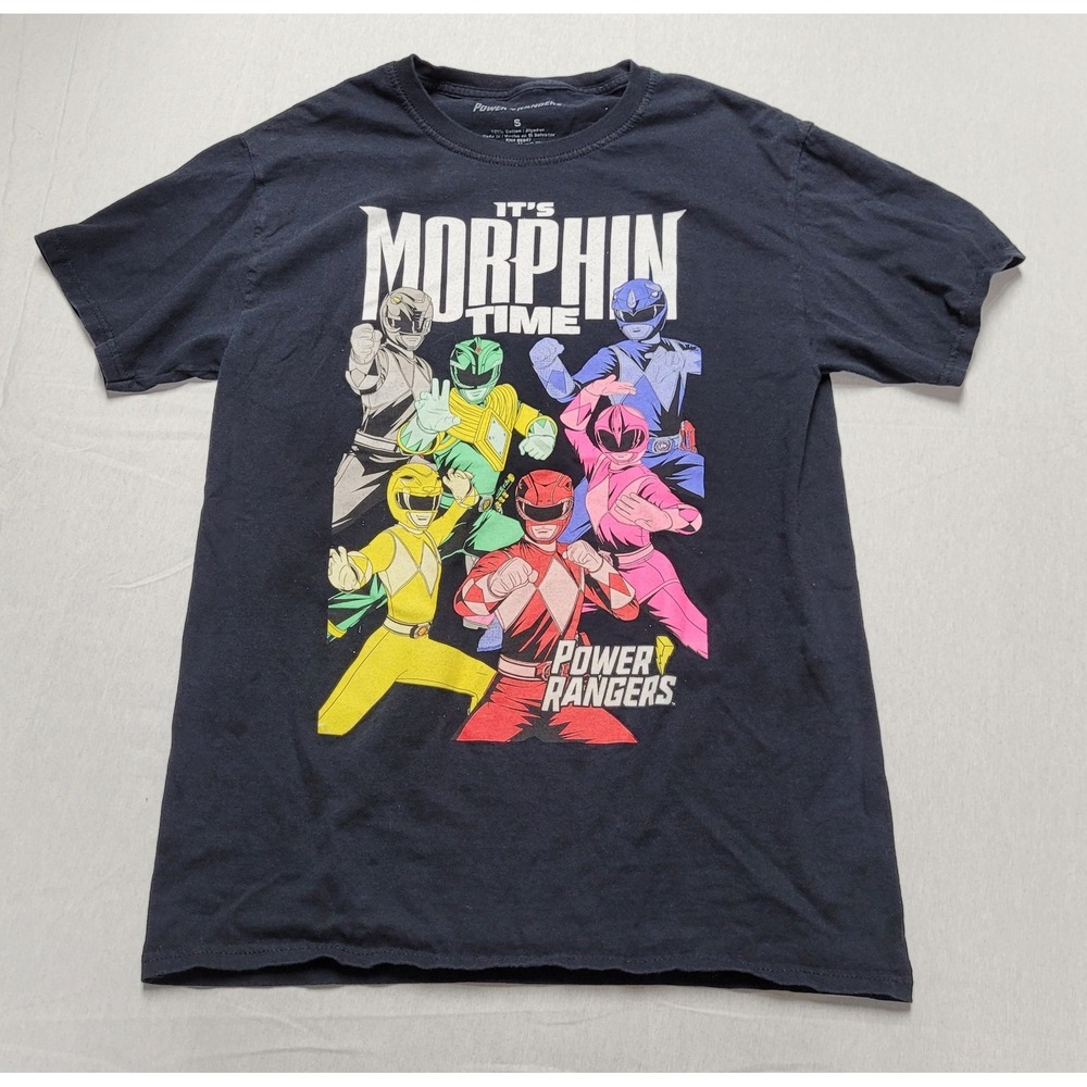 Men's Power Rangers It's Morphin Time Black Graphic Print T-shirt Size Small